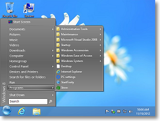 StartFinity Start Menu for Windows 8. (Click to enlarge)