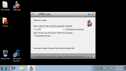Choose a name for the encrypted USB drive